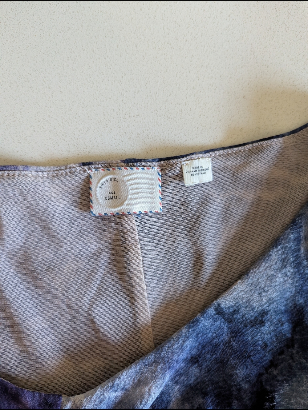 Anthropologie | Tie-Dye Blue & Purple Peplum Top | Size XS - Picture 3 of 6